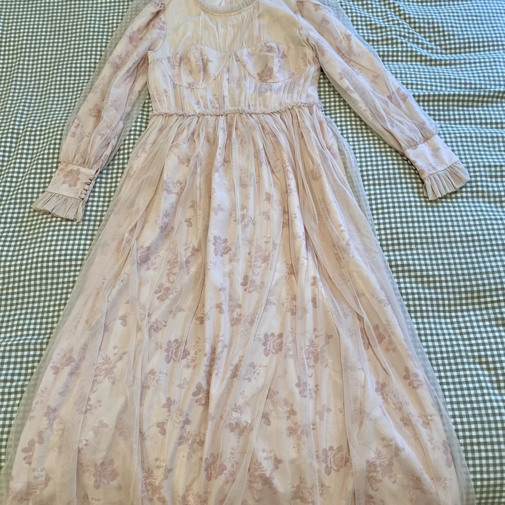 Ivy City Co Last Songbird dress in pink floral tulle